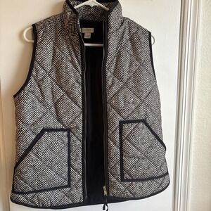 J. CREW‎ Excursion Women's Black Gray Full Zip Quilted Polyester Vest Size Small